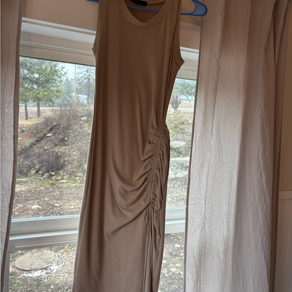 Elegant Tan Sleeveless Dress